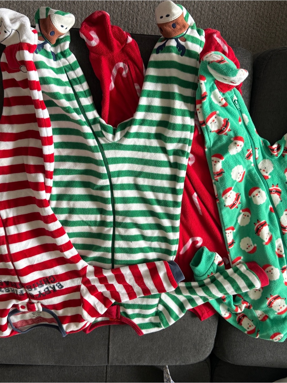 Joe Fresh Red, Green & White Striped Kids One-Piece Pajama Set